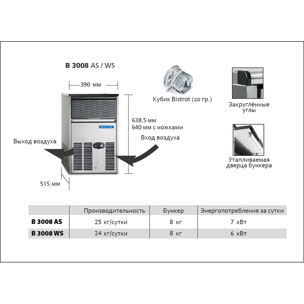 Льдогенератор BAR LINE (FRIMONT) B 3008 WS