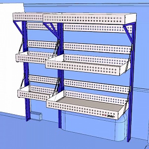 картинка РИ Автостеллаж ЗМК с откидными полками H=1640 (2 полки 530*300*100 и 2 полки 950*500*100)